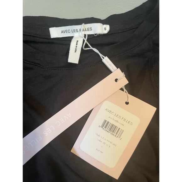 Avec‎ Les Filles Black Shirt Dress Short Sleeves Stretch Tie Size Small - Picture 3 of 7